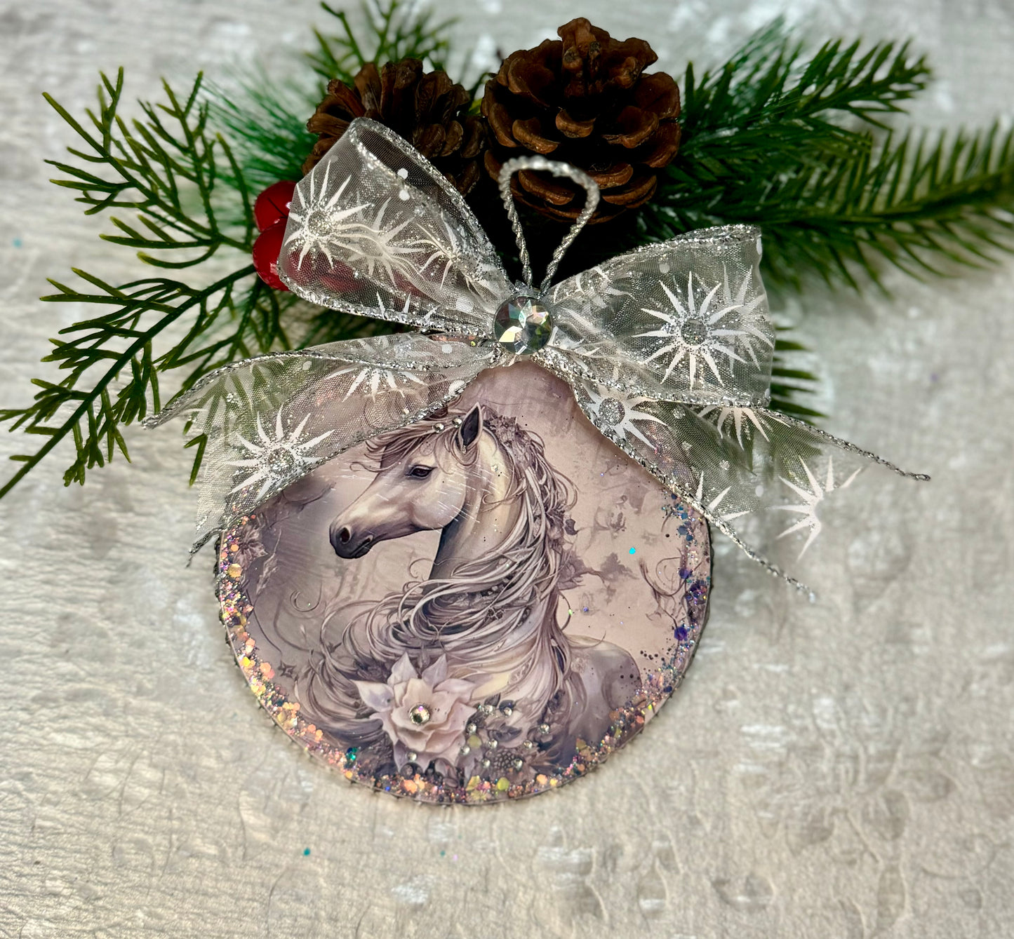 White Horse Christmas Ornament