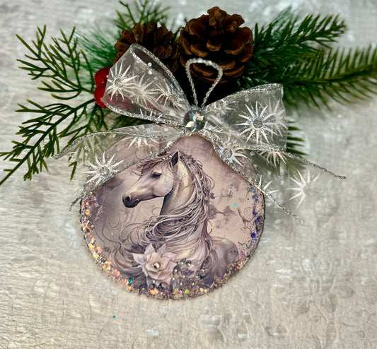 White Horse Christmas Ornament