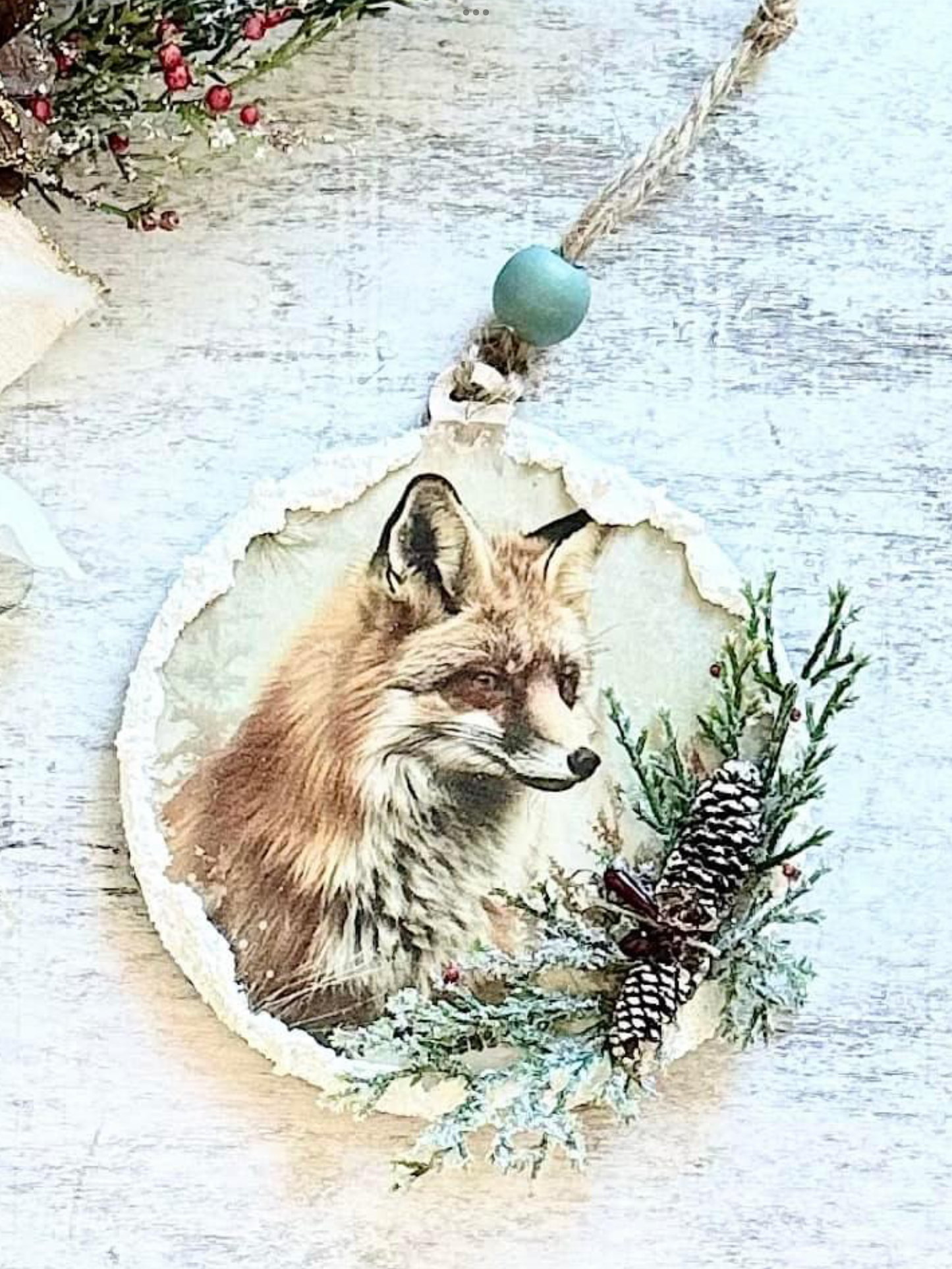 Handcrafted Winter Fox Christmas Ornament