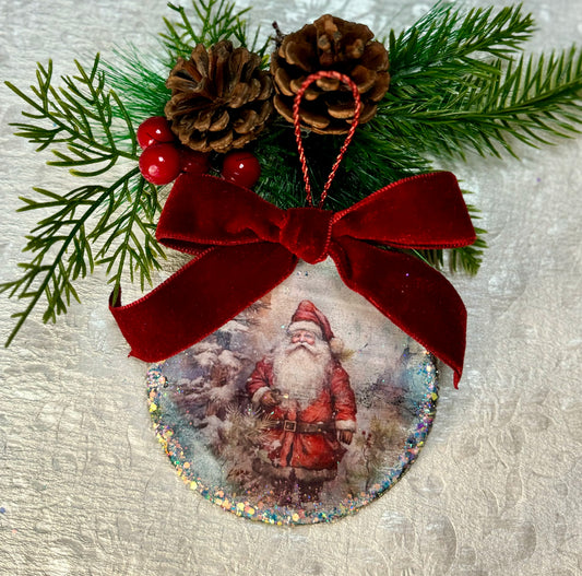 Vintage Distressed Santa Ornament