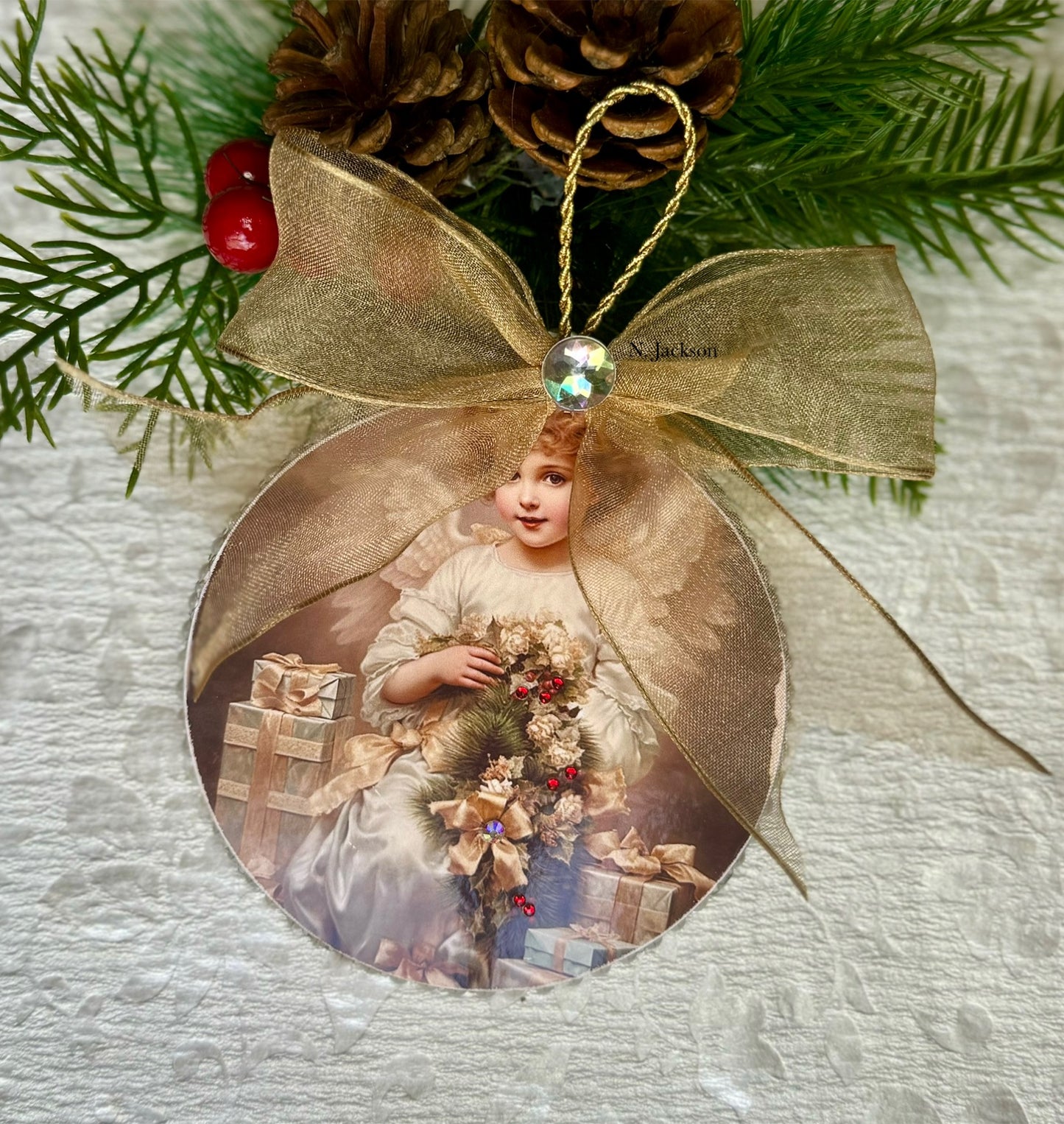 Holly Angel Ornament