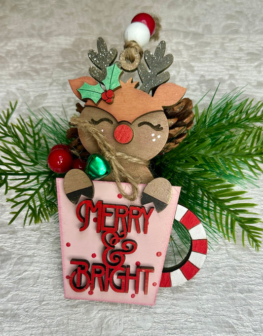 Merry and Bright Reindeer Ornament