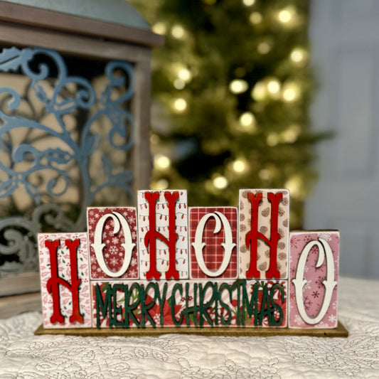 Word Block Ho Ho Ho Shelf Decoration