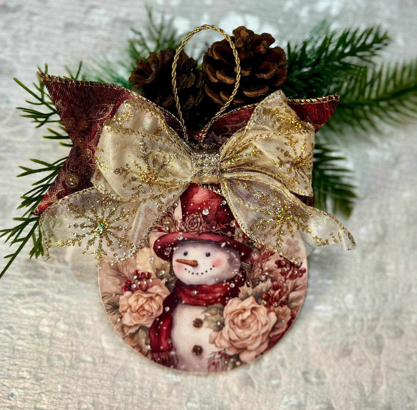 Handcrafted Vintage Inspired Snowman Christmas Ornament