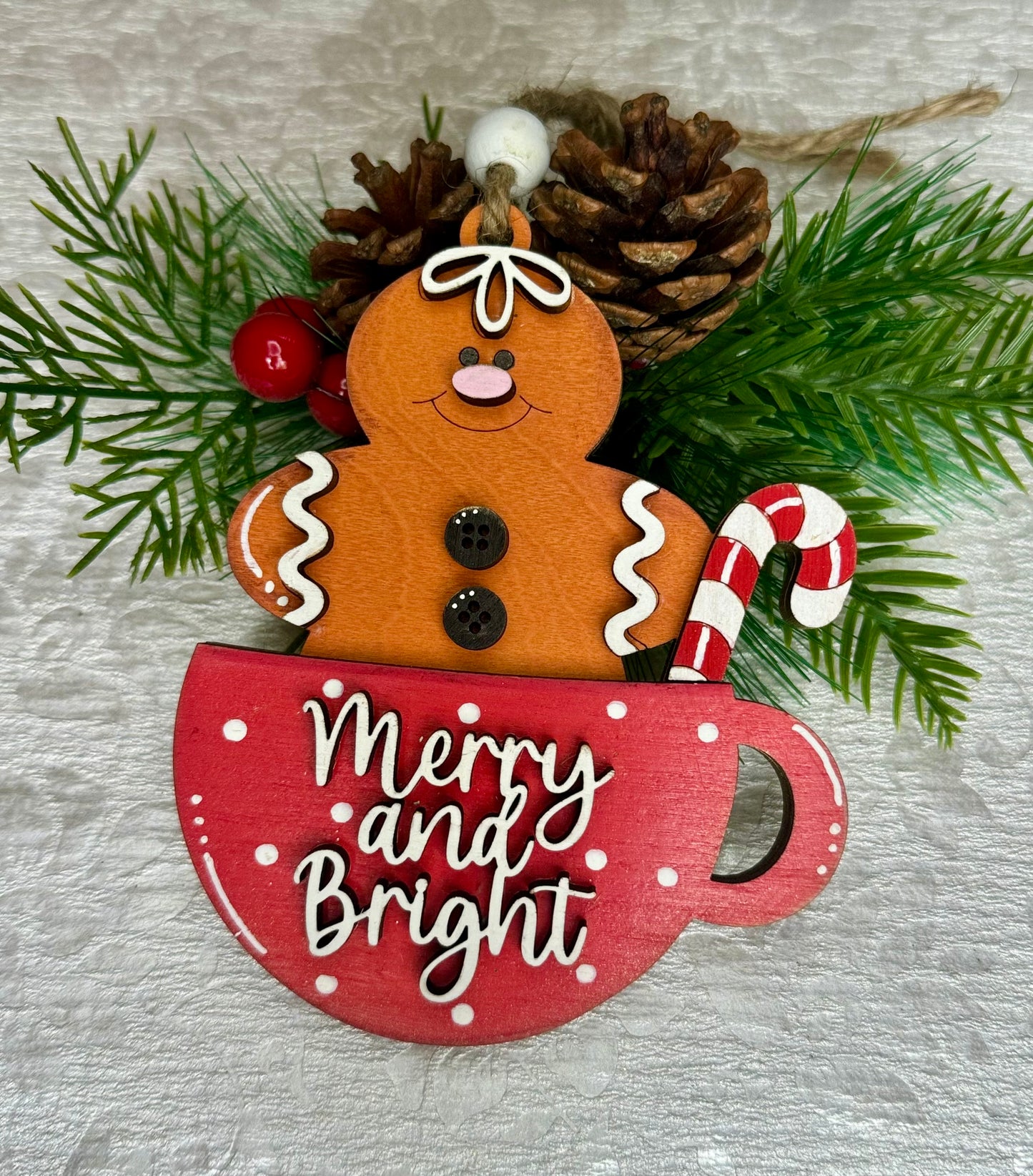 Merry and Bright Gingerbread Ornament