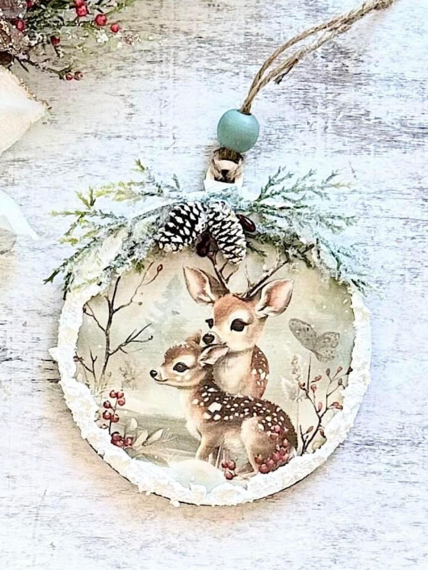 Handcrafted Woodland Deer Christmas Ornament