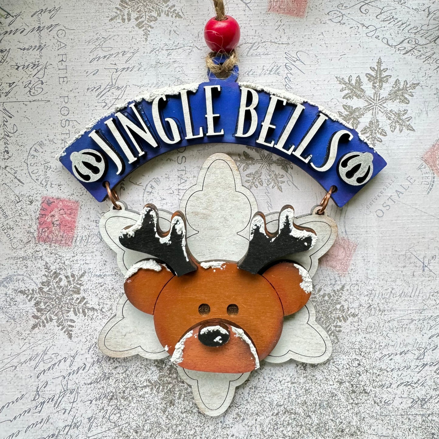 Jingle Bell Reindeer Swinging Snowflake