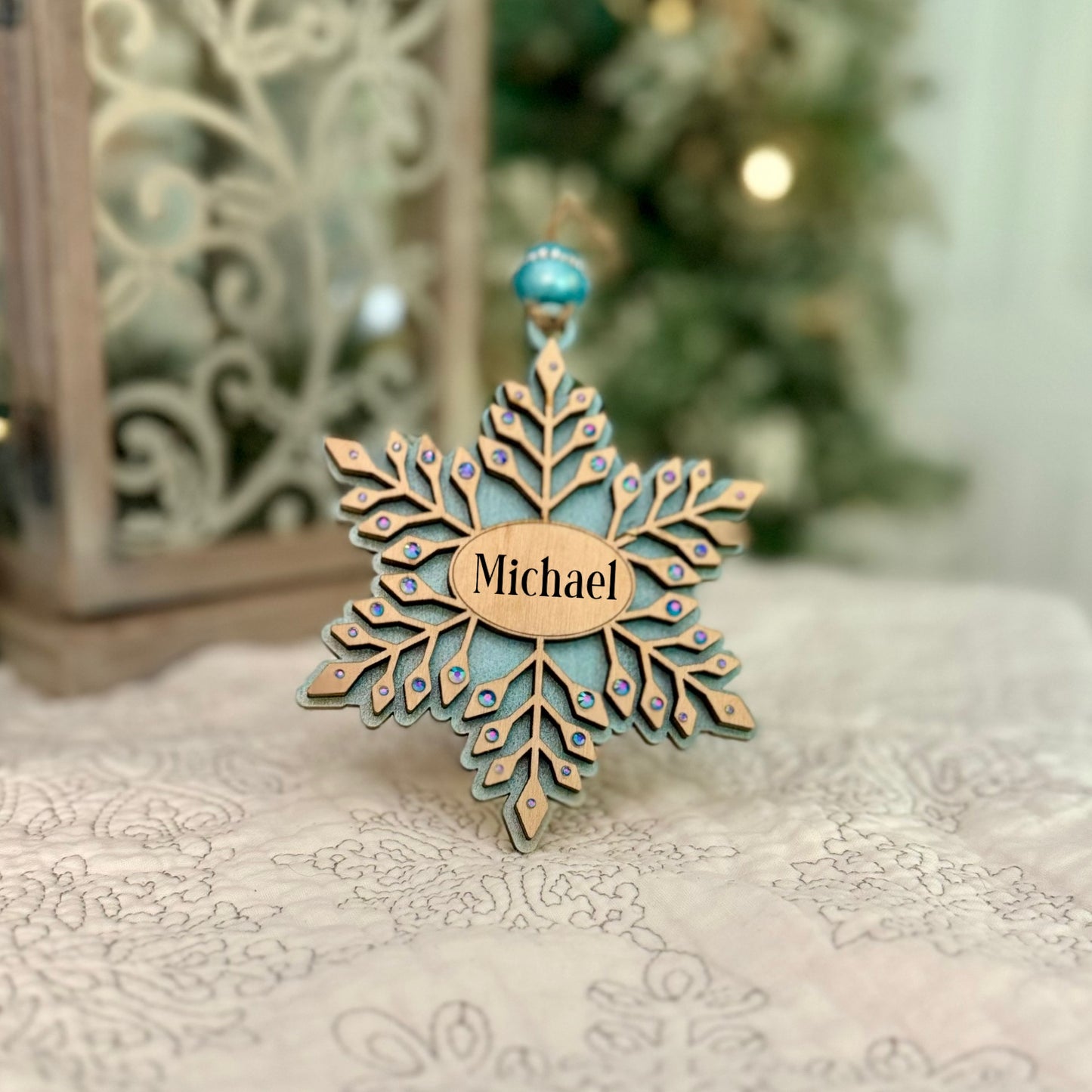 Personalized Crystal Snowflake Christmas Ornament